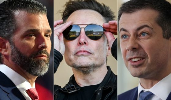 After an X Post criticized Secretary of Transportation Pete Buttigieg for the government program to build electric vehicle charging stations, Buttigieg responded, leading to a back-and-forth between him, Donald Trump Jr., left, and Elon Musk, center.