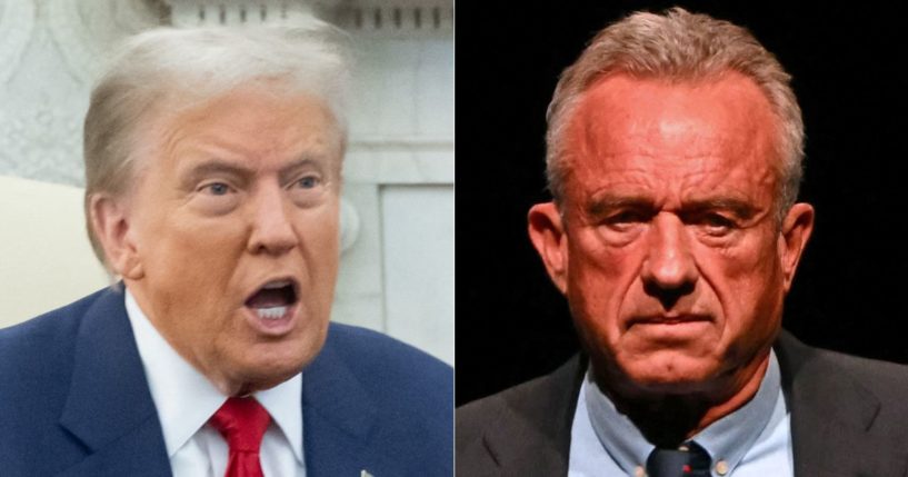 According to a report, Robert Kennedy Jr., right, "laid in to" President-elect Donald Trump, left, over his diet, but watching the video, it's clear that is not the case.