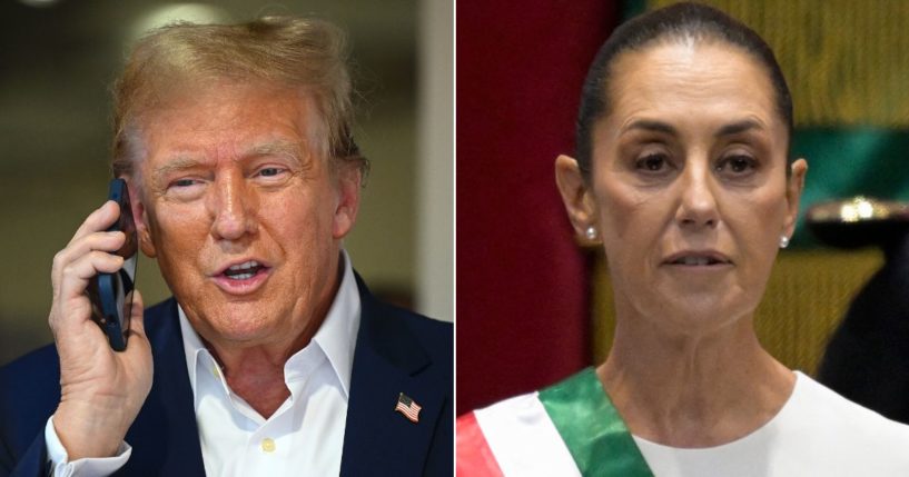 President-elect Donald Trump, left, seen in a May photo, had a telling phone call with Mexican President Claudia Sheinbaum, right.