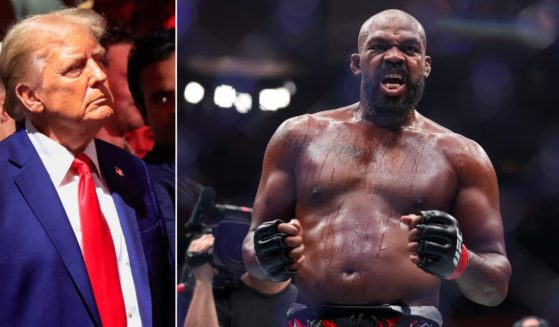 President-elect Donald Trump, left, was on hand to watch UFC Heavyweight Champion Jon Jones, right, in his TKO victory Saturday against challenger Stipe Miocic in the UFC 309 heavyweight title bout at Madison Square Garden in New York.