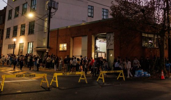 Voters wait to cast their ballots at the polling location in the Banana Factory in the 3rd Ward of Bethlehem, Pennsylvania on Tuesday.