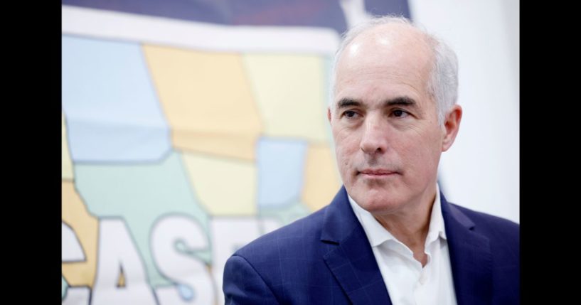 U.S. Sen. Bob Casey (D-PA) participates in a conversation on black maternal health during a campaign event on October 17, 2024 in Philadelphia, Pennsylvania.