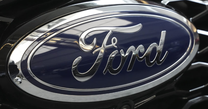 The Ford logo is pictured on a Ford Explorer in Pittsburgh, Pennsylvania, on Feb. 15.