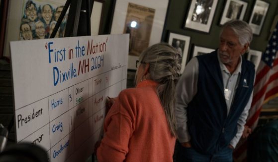 Six registered voters cast their vote on November 5, 2024 in Dixville Notch, New Hampshire.