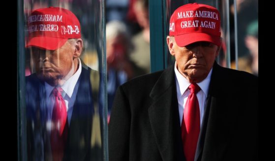 Republican presidential nominee, former U.S. President Donald Trump walks off stage after speaking during a campaign rally at Lancaster Airport on November 3, 2024 in Lititz, Pennsylvania.