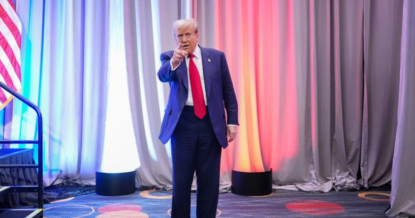 U.S. President-elect Donald Trump arrives at a House Republicans Conference meeting at the Hyatt Regency on Capitol Hill on November 13, 2024 in Washington, DC.