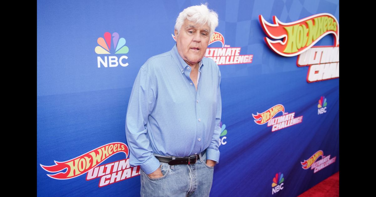 Jay Leno attends Press Event For NBC's "Hot Wheels: Ultimate Challenge at The Zimmerman Automobile Driving Museum on May 20, 2023 in El Segundo, California.