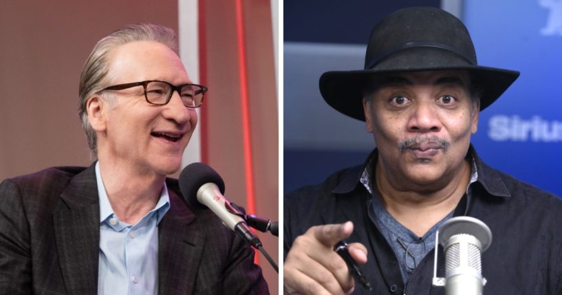 (L) Bill Maher visits The Megyn Kelly Show at the SiriusXM Studios on May 20, 2024 in New York City. (R) Neil deGrasse Tyson visits SiriusXM at SiriusXM Studios on October 29, 2024 in New York City.