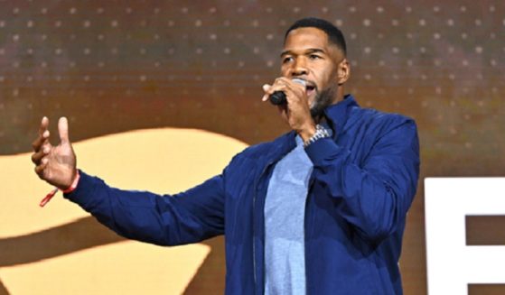 Former NFL great and "Fox NFL Sunday" analyst Michael Strahan, speaks in an August file photo from the Fanatics Fest NYC 2024 at New York City's Jacob Javits Center.