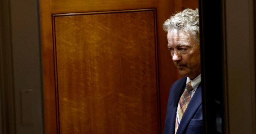 U.S. Sen. Rand Paul (R-KY) departs from the Senate Chambers after giving remarks in the U.S. Capitol on March 22, 2024 in Washington, DC.