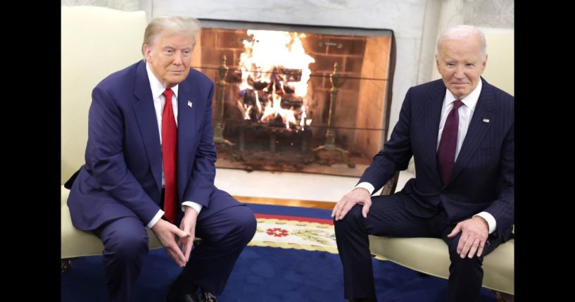 U.S. President Joe Biden meets with U.S. President-elect Donald Trump in the Oval Office of the White House on November 13, 2024 in Washington, DC.