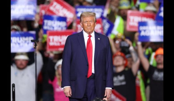 US President-elect Donald Trump looks on during a campaign rally at PPG Paints Arena in Pittsburgh, Pennsylvania on November 4, 2024.