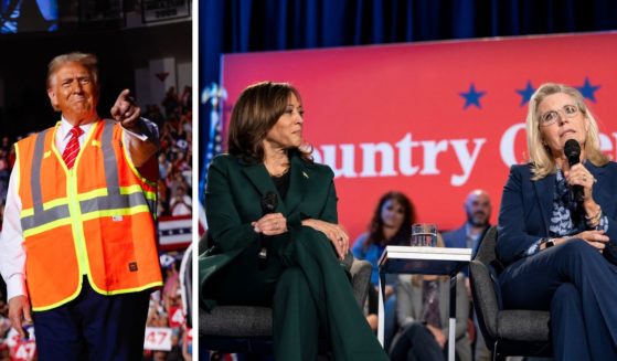 (L) Republican presidential nominee, former President Donald Trump greets supporters during a campaign event at the Resch Center on October 30, 2024 in Green Bay, Wisconsin. (R) Former U.S. Rep. Liz Cheney (R-WY) speaks during a town hall with Democratic presidential nominee, Vice President Kamala Harris, at the Royal Oak Music Theatre on October 21, 2024 in Royal Oak, Michigan.