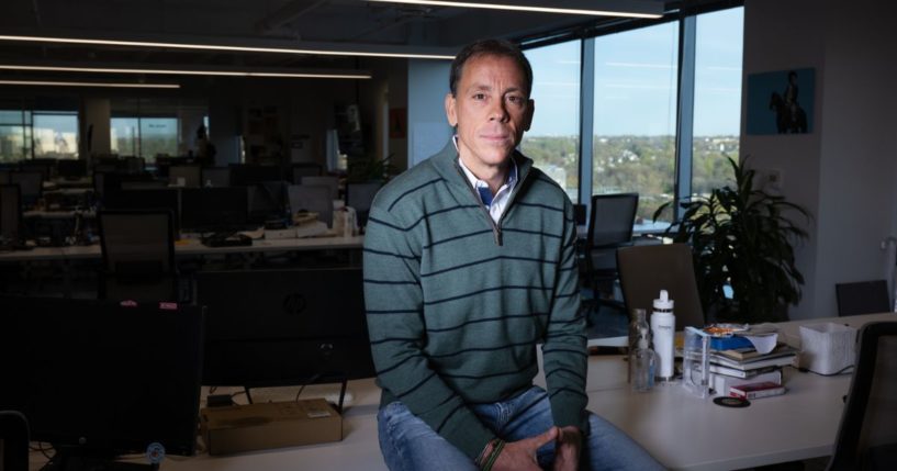 Axios Co-founder and CEO Jim VandeHei poses for a portrait at Axios headquarters in Arlington, VA on April 8, 2024.