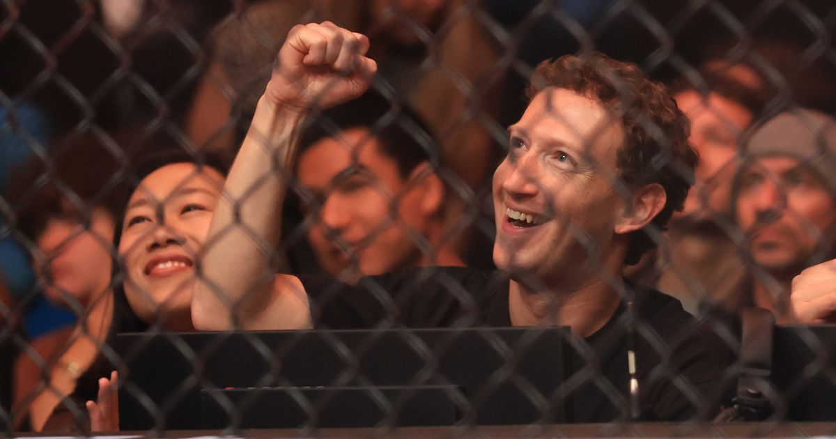 Mark Zuckerberg is seen at UFC 298 at Honda Center on February 17, 2024 in Anaheim, California.