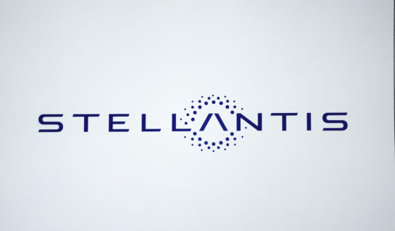 A Stellantis logo is shown at the North American International Auto Show in Detroit, Michigan, on Sept. 13, 2023.