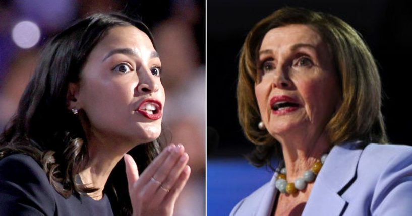 Former House Speaker Nancy Pelosi, right, a California Democrat, is reportedly trying to see to it that New York Rep. Alexandria Ocasio-Cortez doesn't land a leadership role on the House Oversight Committee.