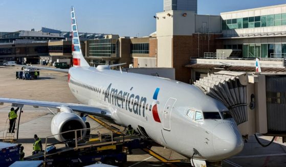 An American Airlines passenger plane is parked at a gate at Philadelphia International Airport in Philadelphia, Pennsylvania, on Dec. 13.