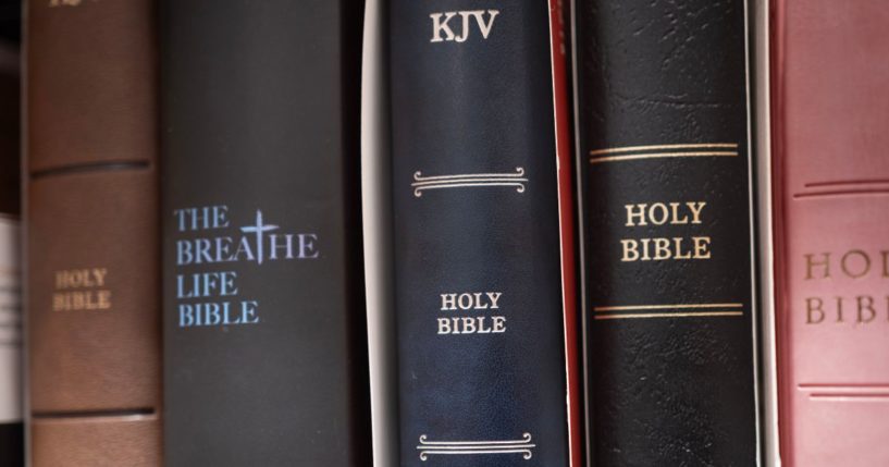 Bibles are offered for sale at a Chicago bookstore.