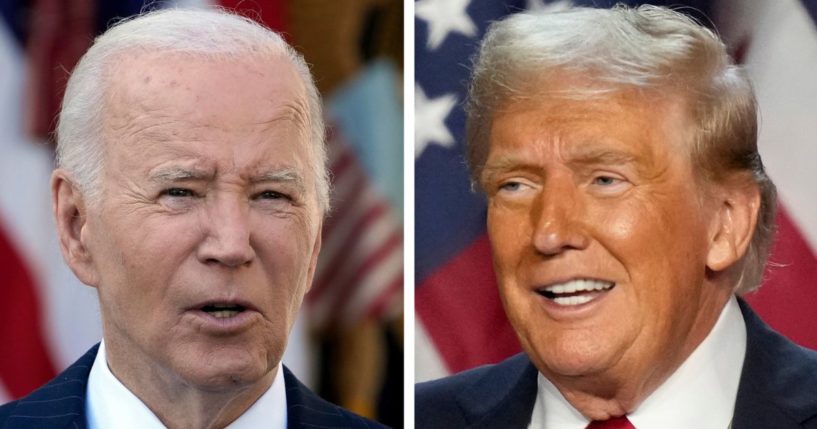 In a Marquette Law School Poll released Wednesday, President-elect Donald Trump, right, had a strong approval rating for his first term, while President Joe Biden, left, received an all-time low approval rating.