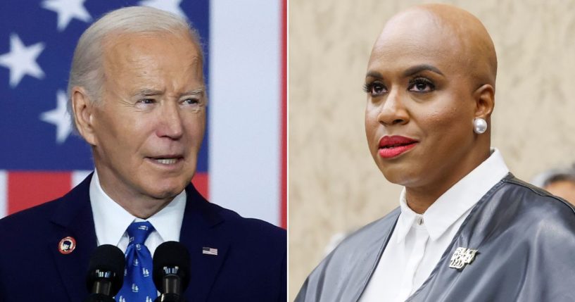 Democratic Rep. Ayanna Pressley of Massachusetts, right, praised President Joe Biden for commuting what she termed "racist" death sentences.