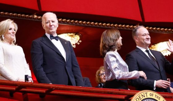 First lady Jill Biden, left, President Joe Biden, second from left; Vice President Kamala Harris, second from right; and second gentleman Doug Emhoff, right, ttend the 47th Kennedy Center Honors at The Kennedy Center in Washington, D.C., on Sunday.