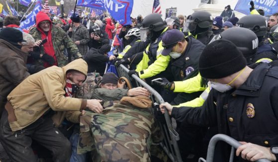 Protesters gather outside the Capitol in Washington, D.C., on Jan. 6, 2021.