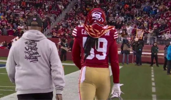 During the fourth quarter of the San Francisco 49ers game against the L.A. Rams on "Thursday Night Football," 49ers linebacker De'Vondre Campbell walked off the field and refused to play. (@NFLonPrime / X s