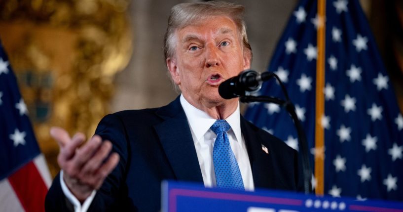 President-elect Donald Trump speaks at a news conference at Trump's Mar-a-Lago resort in Palm Beach, Florida, on Monday.