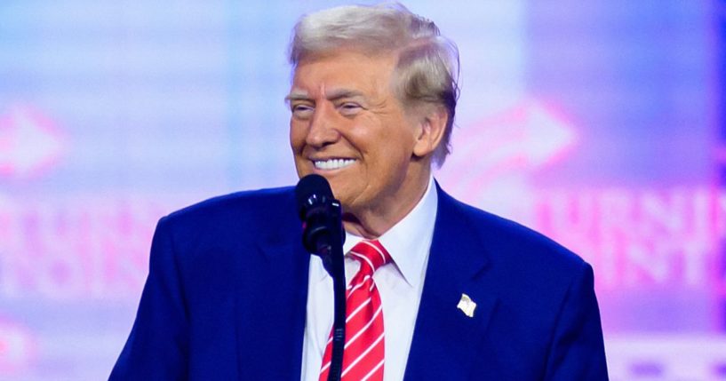 President-elect Donald Trump speaks during Turning Point's annual AmericaFest 2024 in Phoenix, Arizona, on Sunday.