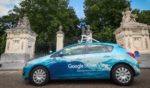 A photo illustration shows Google Street View car in the city center of Brussels, Belgium, in May 2022. Using 360-degree cameras mounted to vehicles and even carried on backpacks, Google has captured more than 10 million miles around the world.