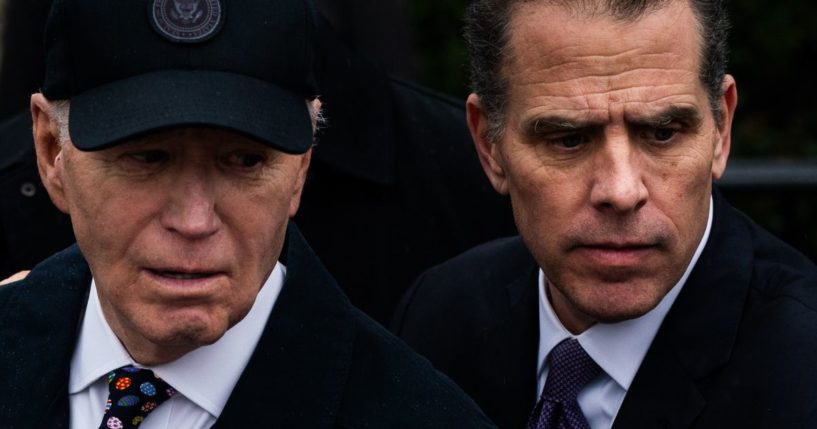 President Joe Biden, left, and his son Hunter Biden, right, attend the 2024 White House Easter Egg Roll on the South Lawn of the White House in Washington, D.C., on April 1.