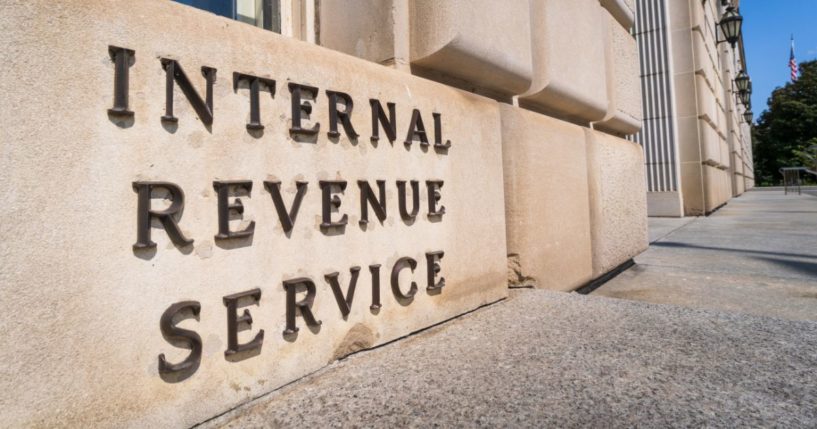 A sign marks the entrance to the U.S. Internal Revenue Service building in Washington, D.C., on Sept. 15.