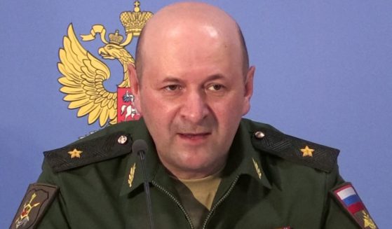 Igor Kirillov, head of the Russian Defence Ministry's radiological, biological and chemical protection unit, speaks at a briefing over an alleged chemical attack on Douma, Syria, on June 22, 2018.