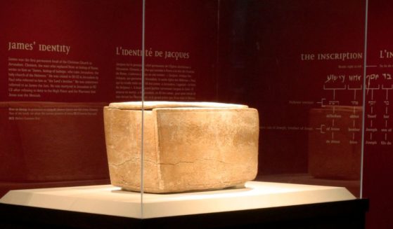 An artifact believed to have once contained the bones of Jesus' brother James is seen in a 2002 file photo. The object is now on display in Atlanta, Georgia.