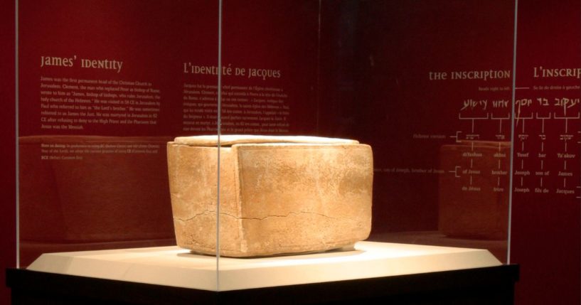 An artifact believed to have once contained the bones of Jesus' brother James is seen in a 2002 file photo. The object is now on display in Atlanta, Georgia.