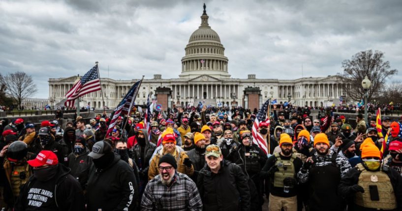 Pro-Trump protesters gather in front of the U.S. Capitol Building on Jan. 6, 2021, in Washington, D.C.