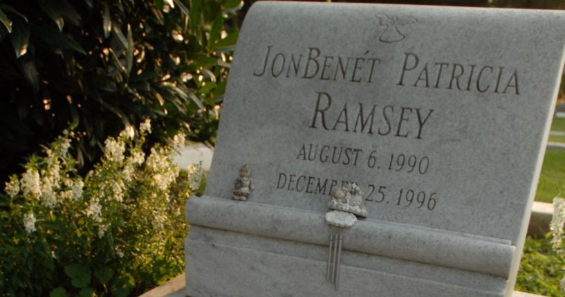 The grave of JonBenet Ramsey is pictured in Marietta, Georgia, on Aug. 16, 2006.