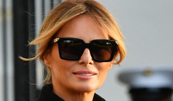 Then-first lady Melania Trumps prepares to board Marine One as she departs the White House in Washington, D.C., on Jan. 20, 2021.