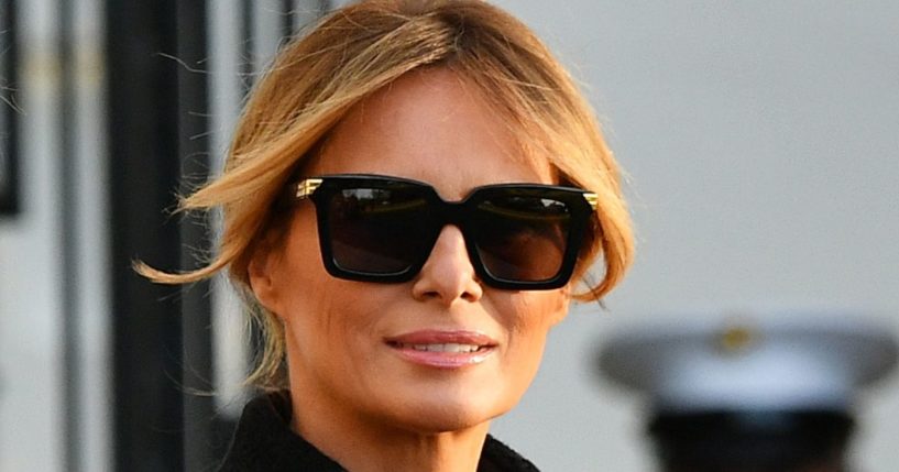 Then-first lady Melania Trumps prepares to board Marine One as she departs the White House in Washington, D.C., on Jan. 20, 2021.