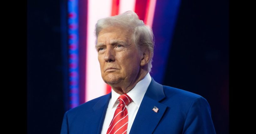 President-elect Donald Trump looks out at the crowd at Turning Point USA's AmericaFest in Phoenix, Arizona on Dec. 22, 2024.