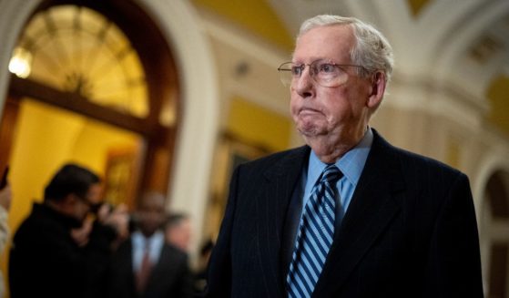 Senate Minority Leader Mitch McConnell of Kentucky arrives for a news conference following the weekly Senate Republican policy luncheon at the U.S. Capitol on Nov. 19 in Washington, D.C.