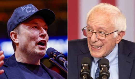 Sen. Bernie Sanders, right, admitted in a Sunday X post that Elon Musk, left, was right about government spending on the military industrial complex.