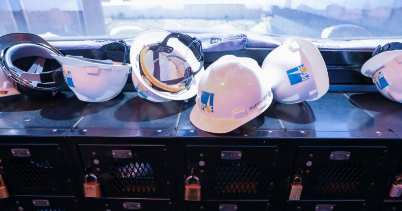 Hard hats are placed on lockers Pacific Gas and Electric's Diablo Canyon Power Plant in Avila Beach, California, on June 26, 2023.