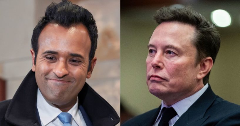 Vivek Ramaswamy, left, and Elon Musk, right, are tasked with heading the Department of Government Efficiency, and a new bill proposed in the Senate may give them a jump-start.