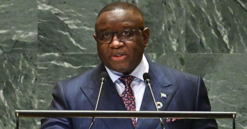 Sierra Leone's President Julius Maada Bio, seen addressing the United Nations in September, said his government backed the pro-abortion bill.