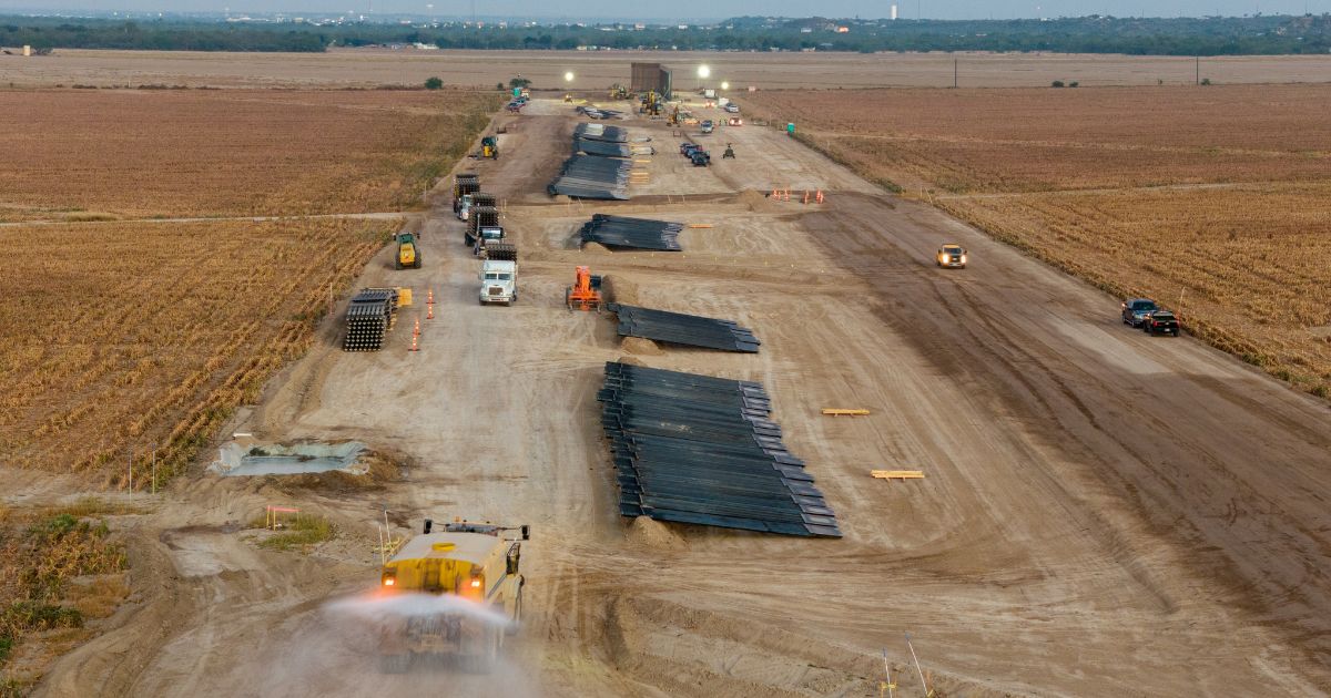 A section of the border wall is being constructed along farm land adjacent to road FM 1430 in La Casita-Garciasville, Texas, on Nov. 23.