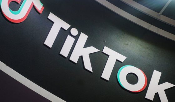 The logo of TikTok is seen during the China International Textile and Garment Supply Chain Expo in Hangzhou on Thursday.