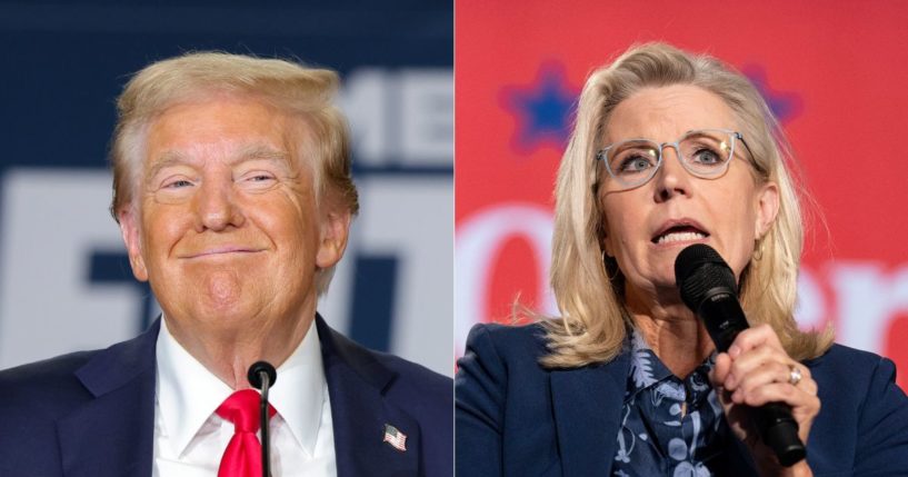 Following a Tuesday report on the Jan. 6 Select Committee, President-elect Donald Trump. left, took to Truth Social to highlight how much trouble former Rep. Liz Cheney, right, could be in.