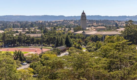 A general view of the campus of Stanford University including Hoover Tower as seen from Stanford Stadium on September 7, 2024 in Palo Alto, California.